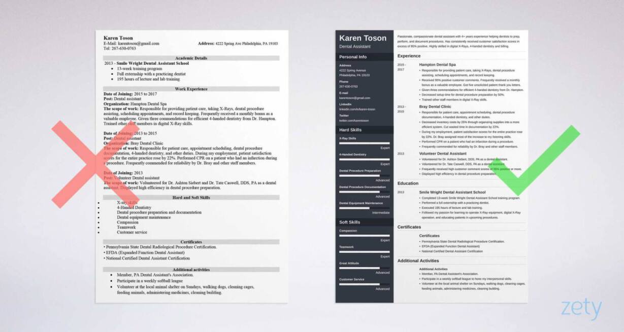 bad and good resume templates comparison