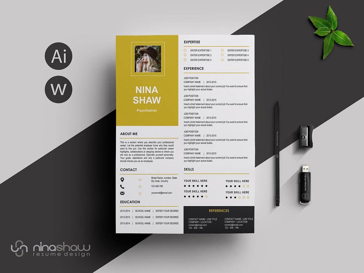 one page resume sample with gold elements