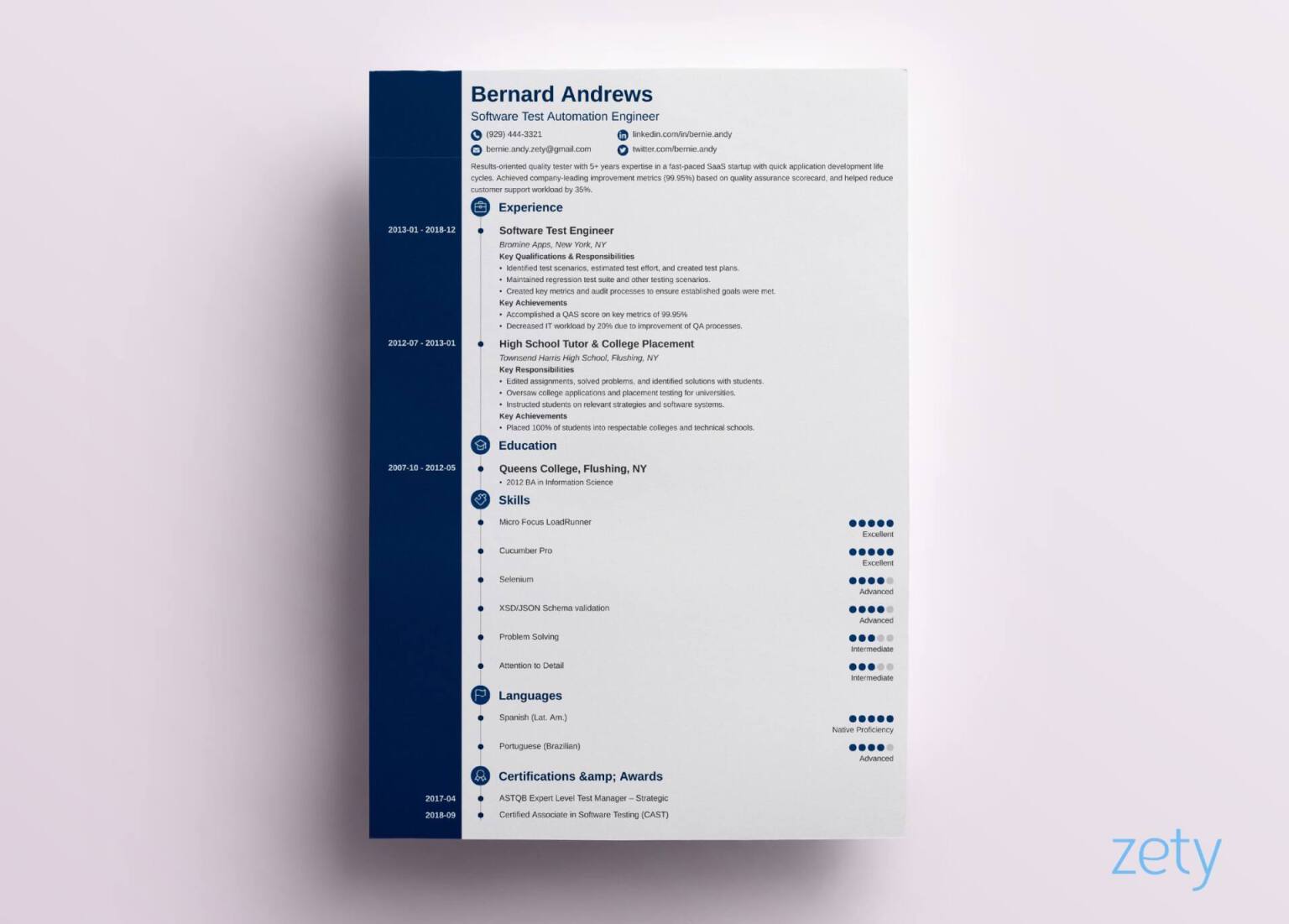 sample one page resume template