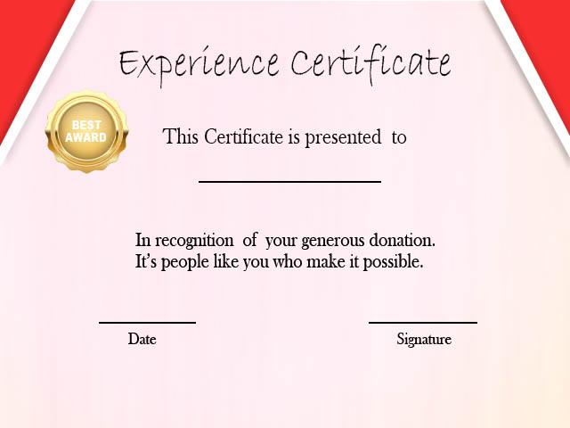 Experience Certificate For Job