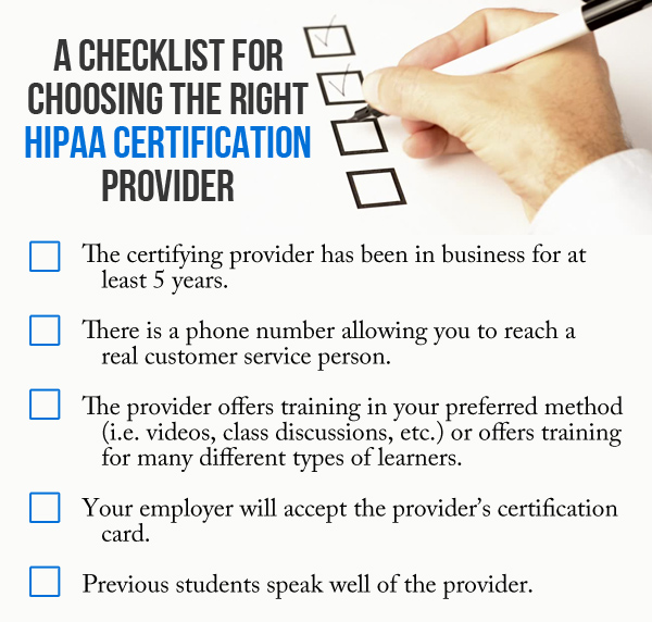 Checklist for choosing a HIPAA certification company