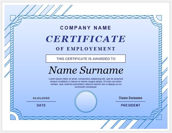 Employment Certificate Template